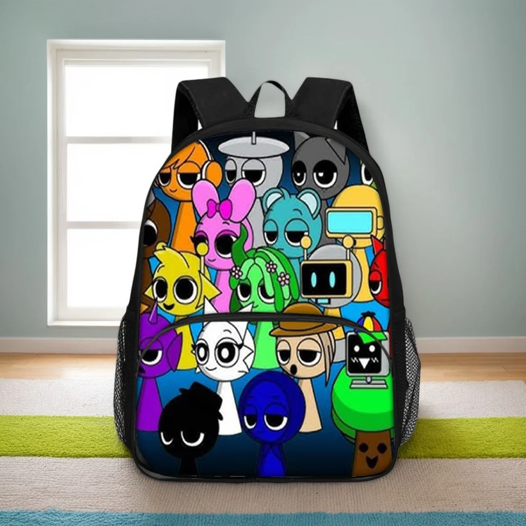 

Boys Girls Sprunki Graphic Backpack-Student Back to School Bookbag Lightweight Daypack for Travel,Outdoor