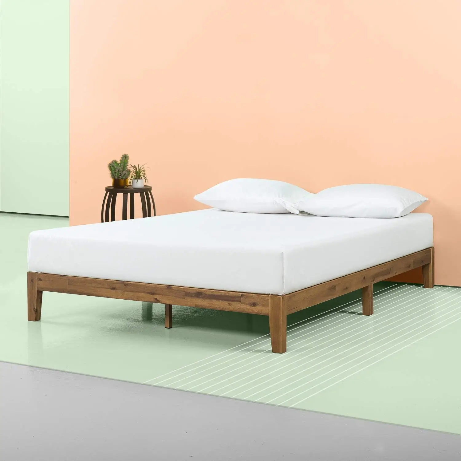 

Wood Platform Bed Frame / No Box Spring Needed / Solid Wood Foundation with Wood Slat Support / Easy Assembly