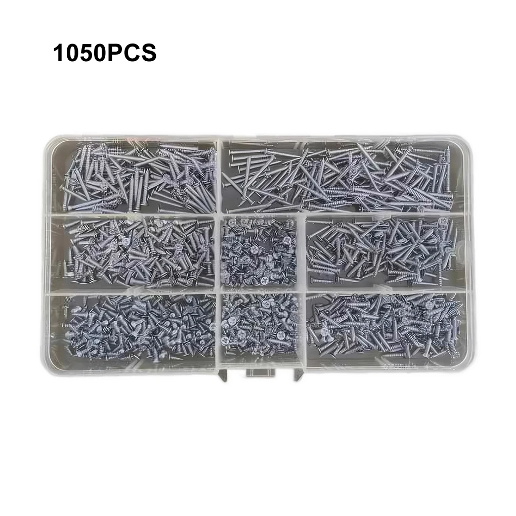 WieshammKit-Jeu de vis à bois à tête plate, embouts Phillips, M2, vis MeaccelerMetal, filetage de meubles, 1050 pièces