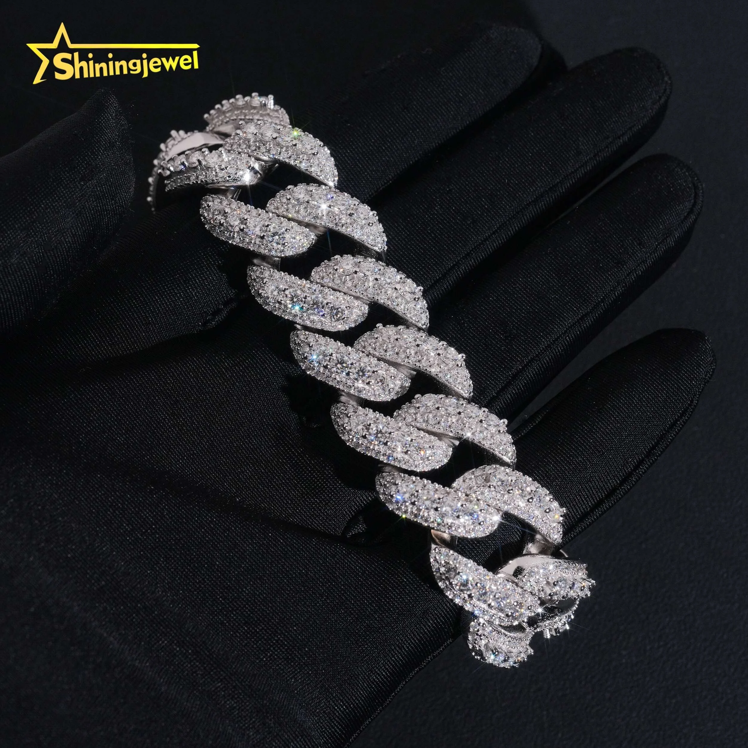 Fine Jewelry Hip Hop Rapper Iced Out 20mm 925 Silver Moissanite Men Diamond Cuban Link Bracelet...