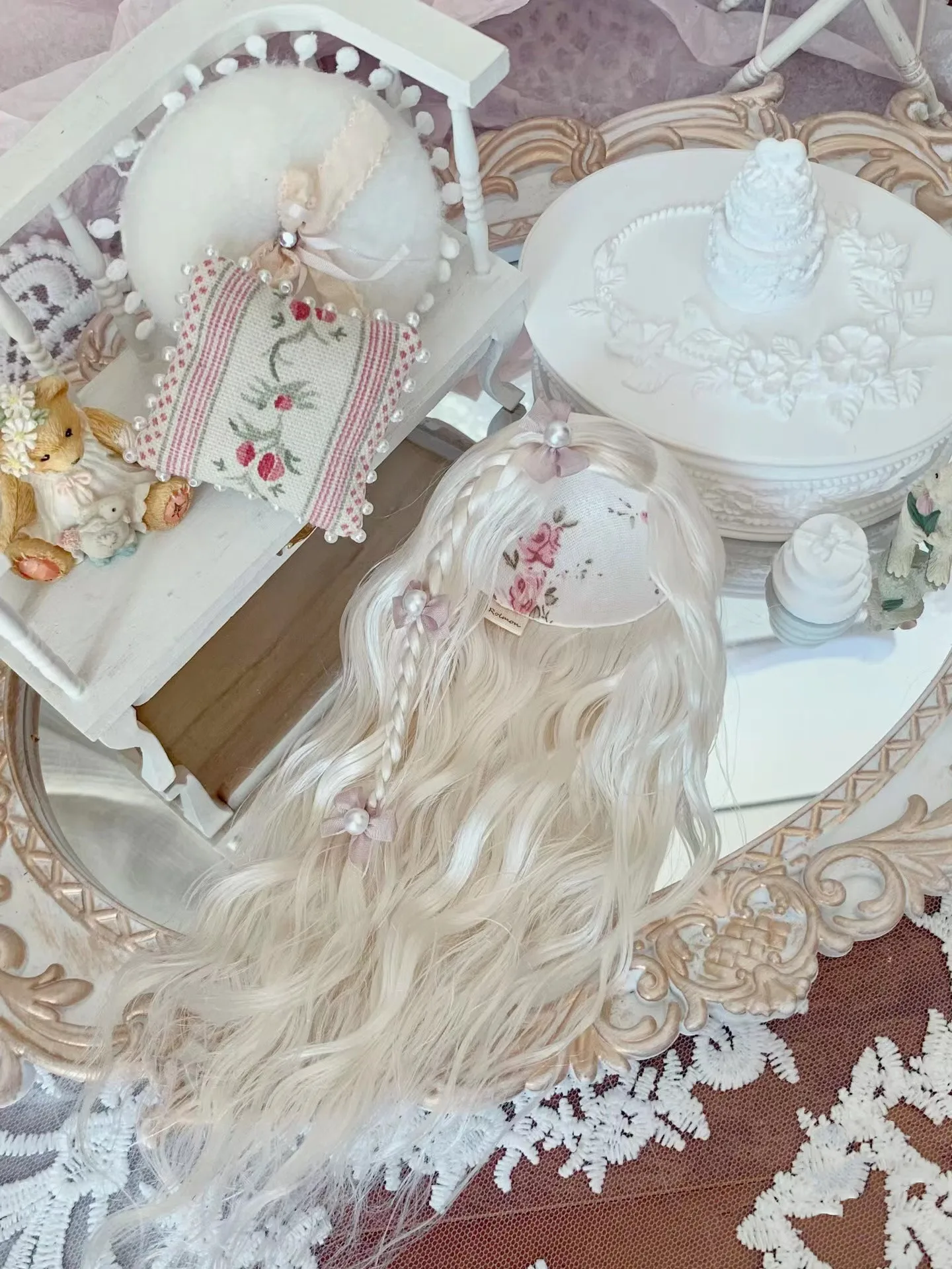 Wigs Bjd wig Doll wig 1/6 BJD Doll Hair, Mohair Wig Dide Braided Original White Free Shipping