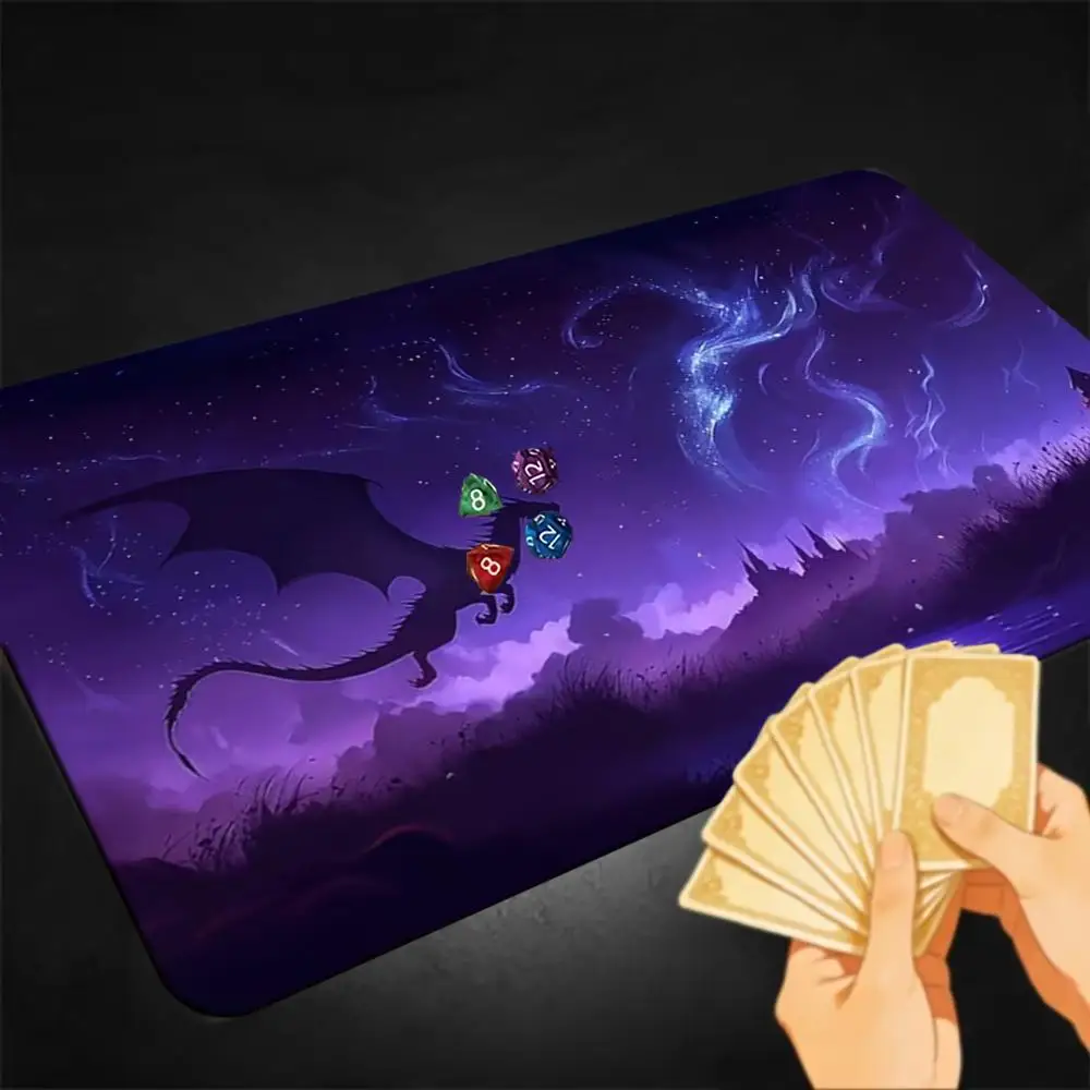 Purple Aurora Dragon Playmat Non-Slip Rubber Material Precision Lock Edge Keyboard Desktop Pad Card battle mats PC Accessories