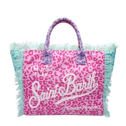 Saint Barth-bolsa artesanal com borla para mulheres, grande capacidade, estampa de leopardo, lazer e viagens, novo, 2024