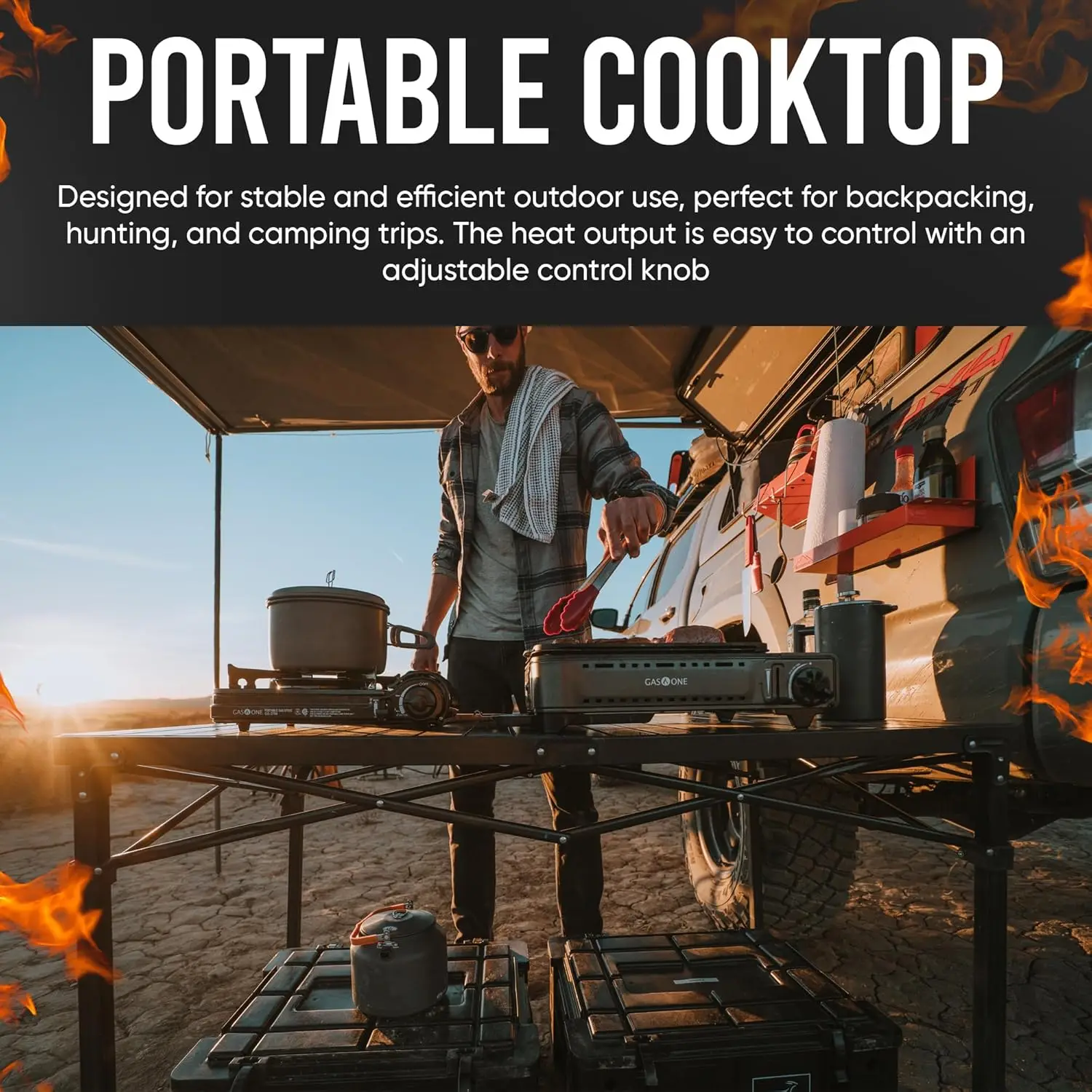 GasOne Propane or Butane Grill Stove GS-2400P Dual Fuel Portable Camping Grill Gas Stove with Carrying Case