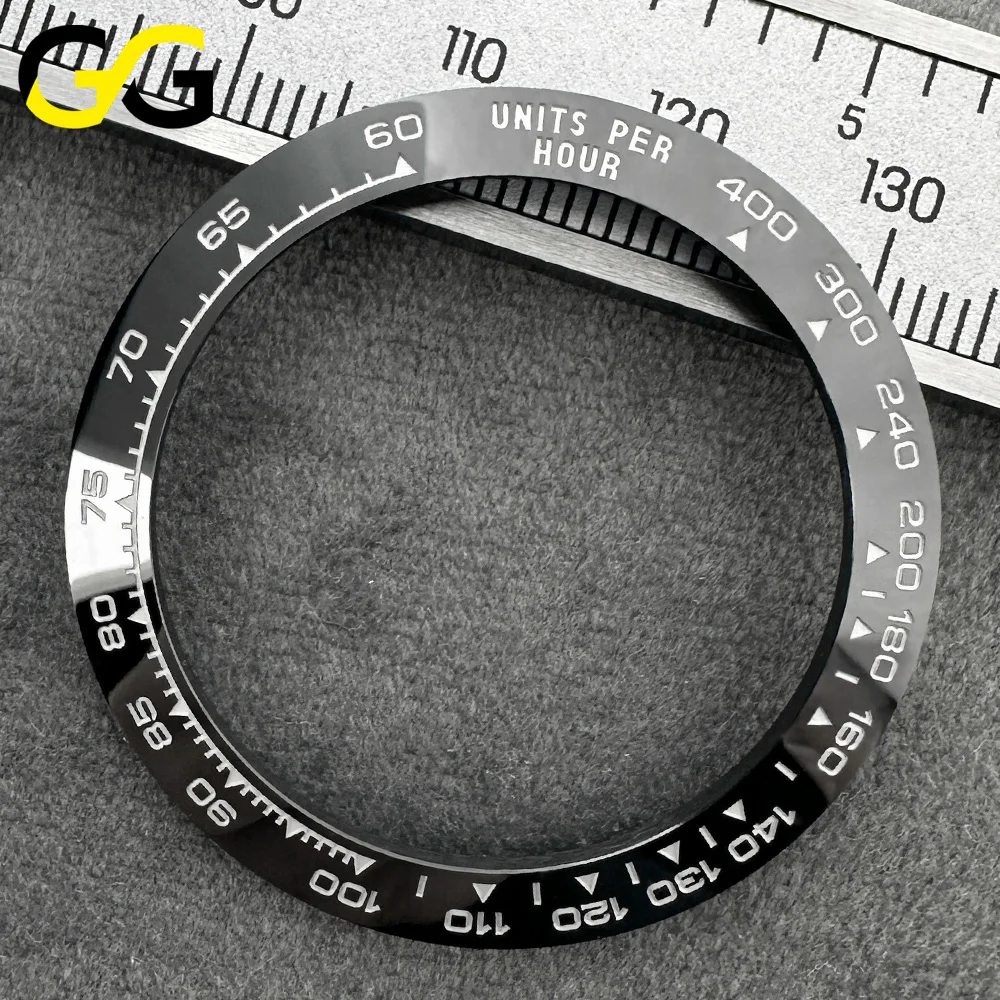 38.5mm * 30.5mm High-quality Ceramic Bezel Watch Parts Accessories Sloped Advanced White Gold Text Black Coffee Colored Bezel