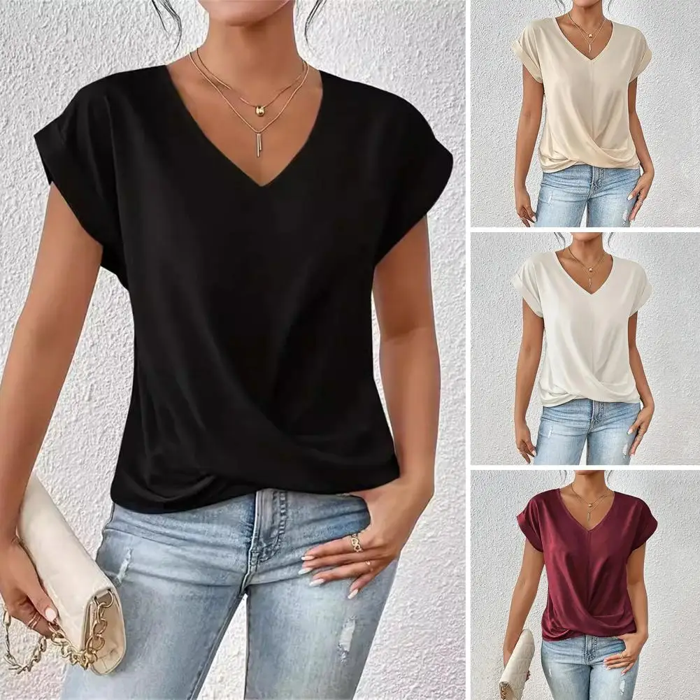 Fashionable Female Top Fashion Blouse for Jeans Skirts Stylish Summer V Neck Blouses for Women Breathable Tops for Jeans Skirts