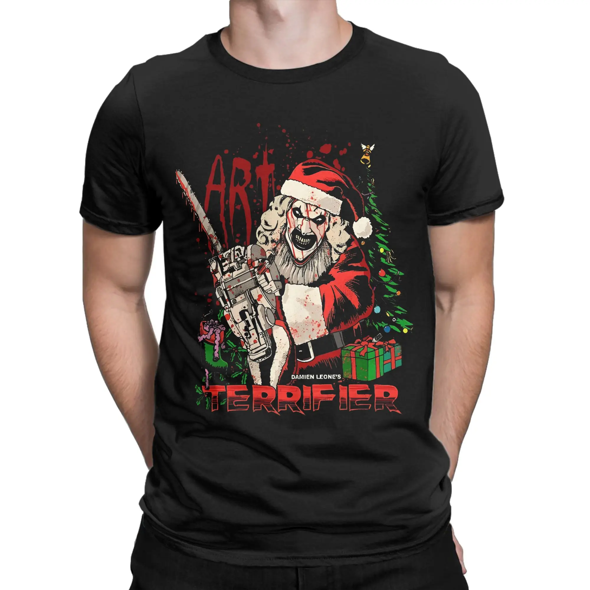 Terrifier 3 Christmas T-Shirt Summer  Cotton T-Shirts For Men's Harajuku Design Tee Shirt Short Sleeves Classic Tees