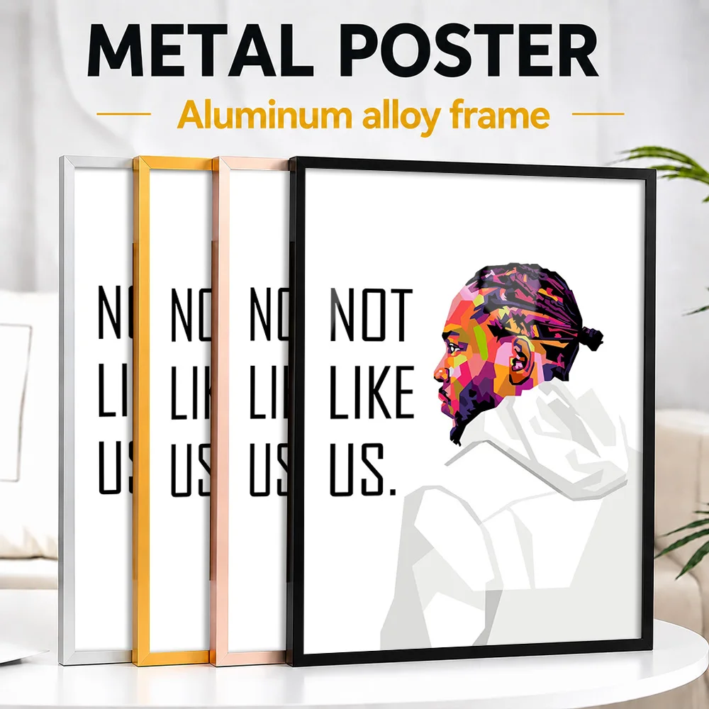 Kendrick Lamar Pop Color Framed Metal Poster Personalized Photo Bold Geometric Style Wall Art For Studio Memorable Friend Gift