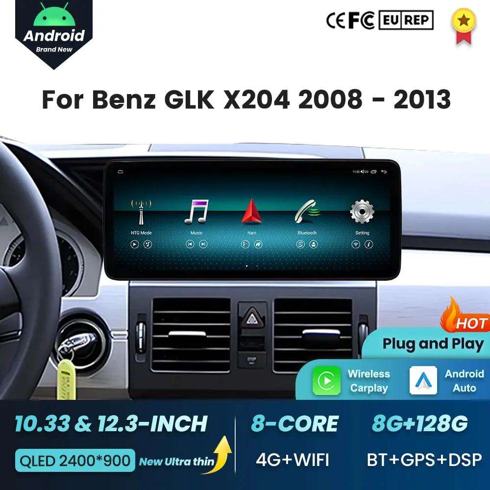 for Mercedes Benz GLK X204 2008 - 2013 Android 16 BT Wireless Carplay Autoradio DSP Stereo HD Touch Screen WIFI Auto Accessories