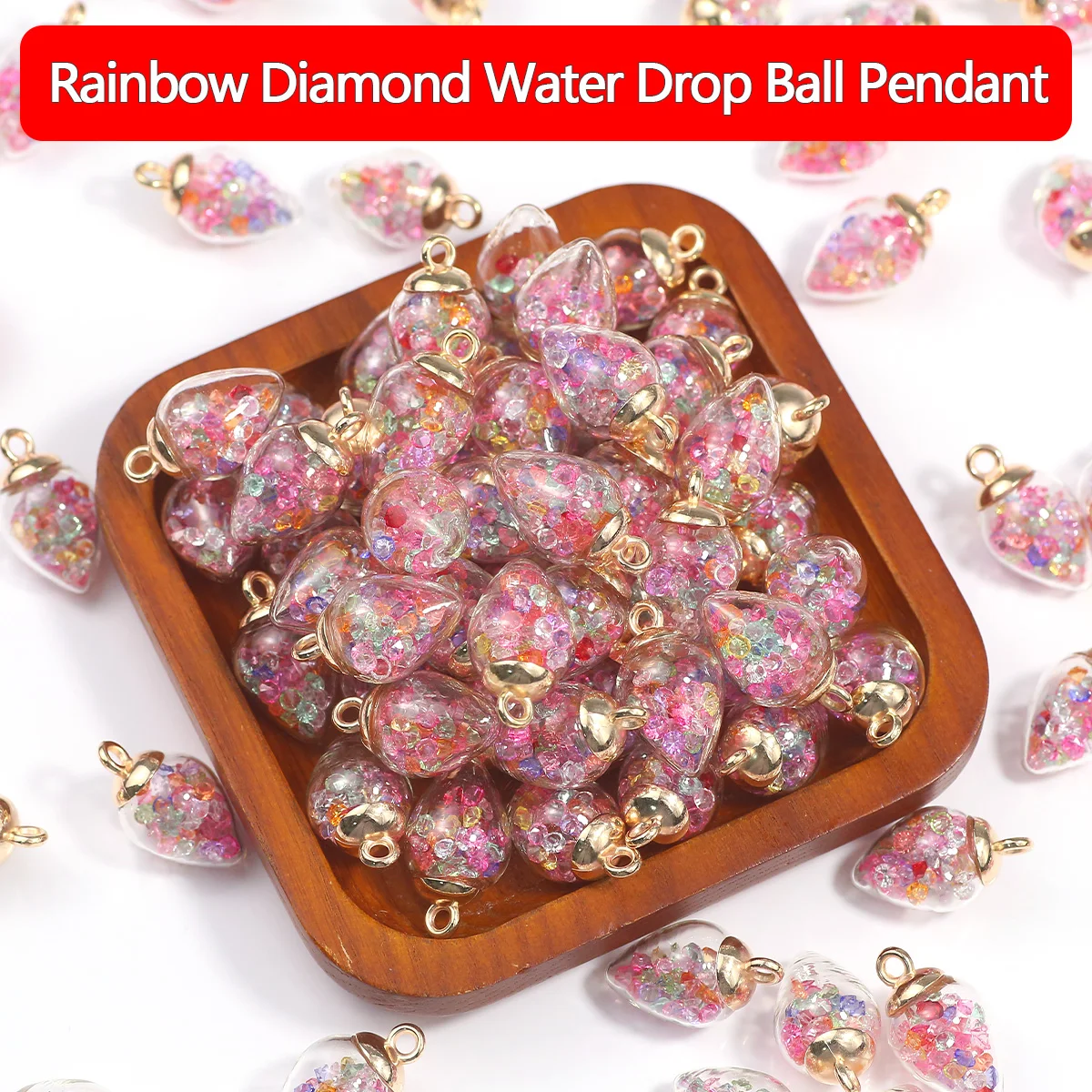 

10/20/30pcs/lot 14X24MM Colorful Transparent Glass Ball Broken Pendant Handmade for DIY Earrings Necklace Accessories Wholesale