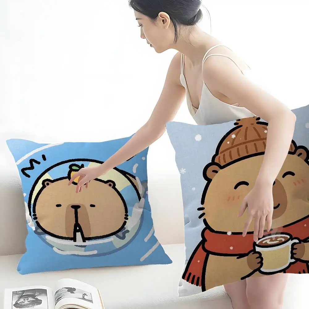 Cartoon Capybara Pillow Cover Sofa Cushion Cover Home Room Decoration Children Gift