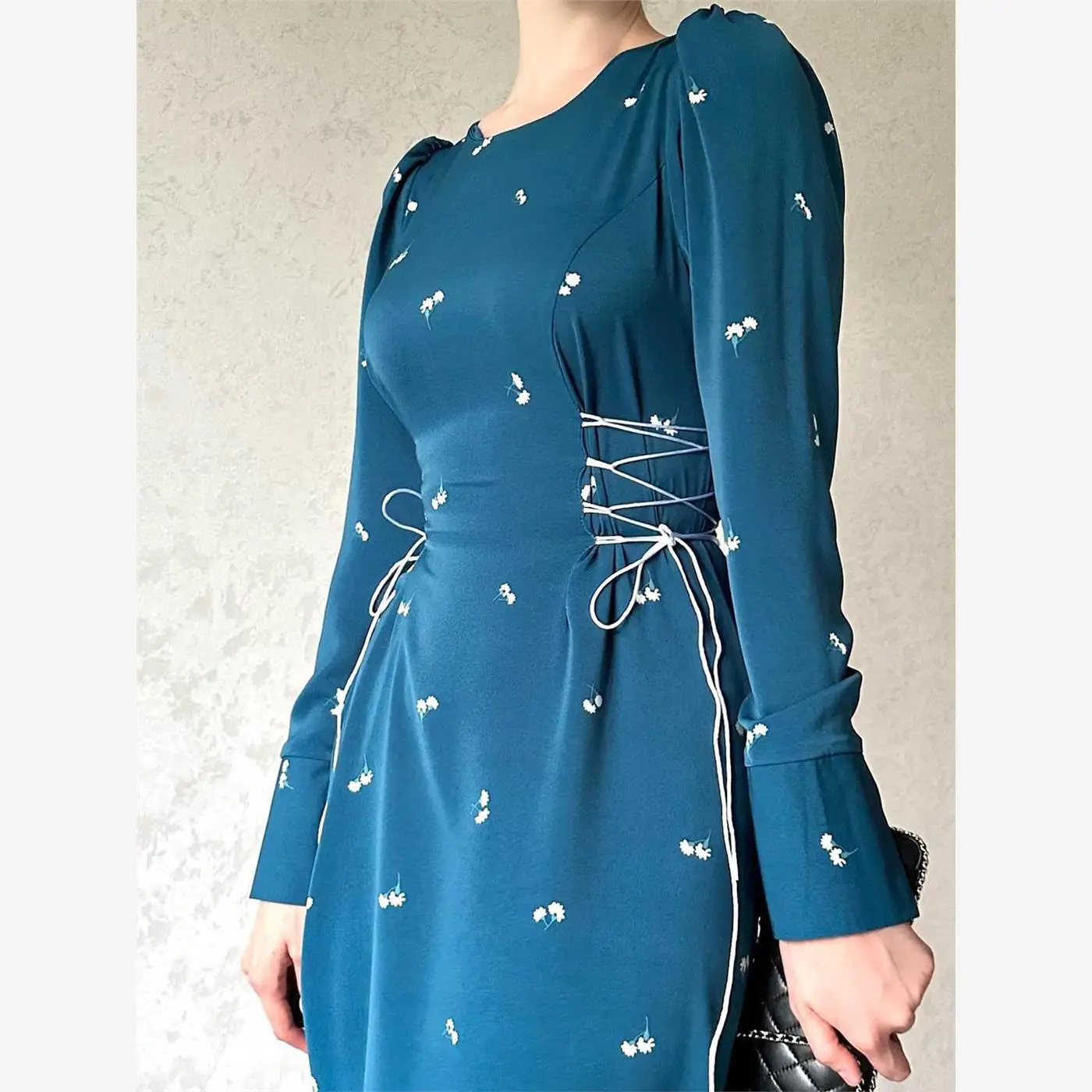 Falda acampanada de cintura alta con estampado floral azul Maxi Dr Design Sense ort Sve round Ne Street Sle Summer Long Dr