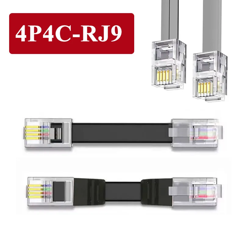 4P4C RJ9 Communication Cable Pure Copper Data Cord 4Pin Crystal Head RJ9 Industrial Control Equipment Connection Extesnion Line