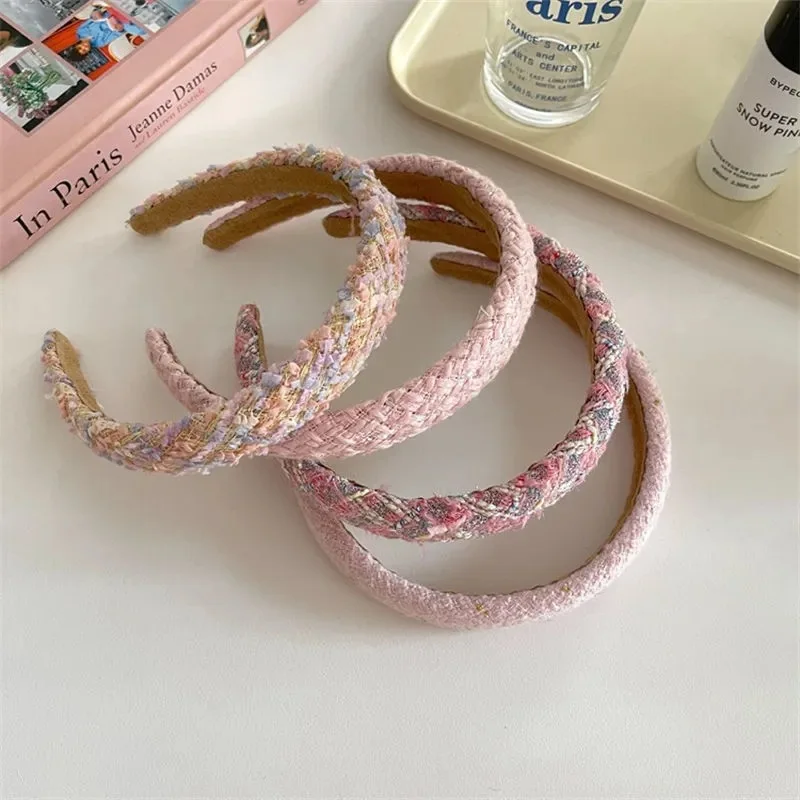 Woolen Woven Headband for Girls Pink Headband Fashion Elegant Color Hair Clip New Early Autumn Hair Accessories for Women