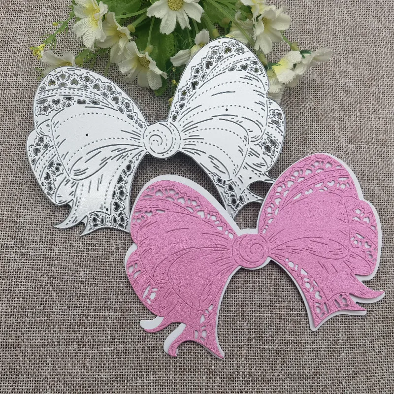 Big Bow lace frame background Metal Cutting Dies Stencil DIY Scrapbooking Album Paper Card Template Mold