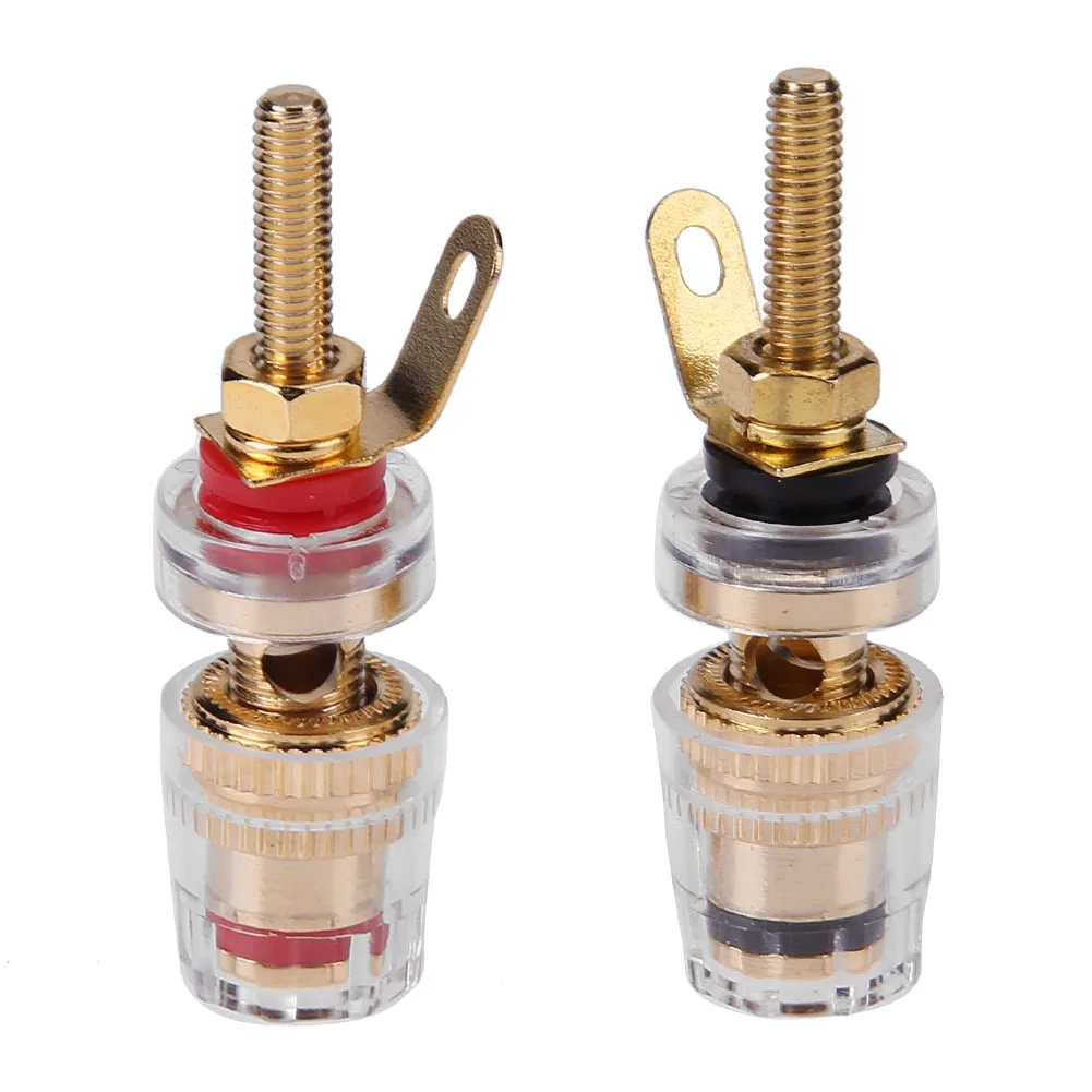 20-2PCS Brass Speaker Amplifier Binding Posts Terminals Crystal Transparent Terminal Sound Panel Speaker Base for Banana Plug