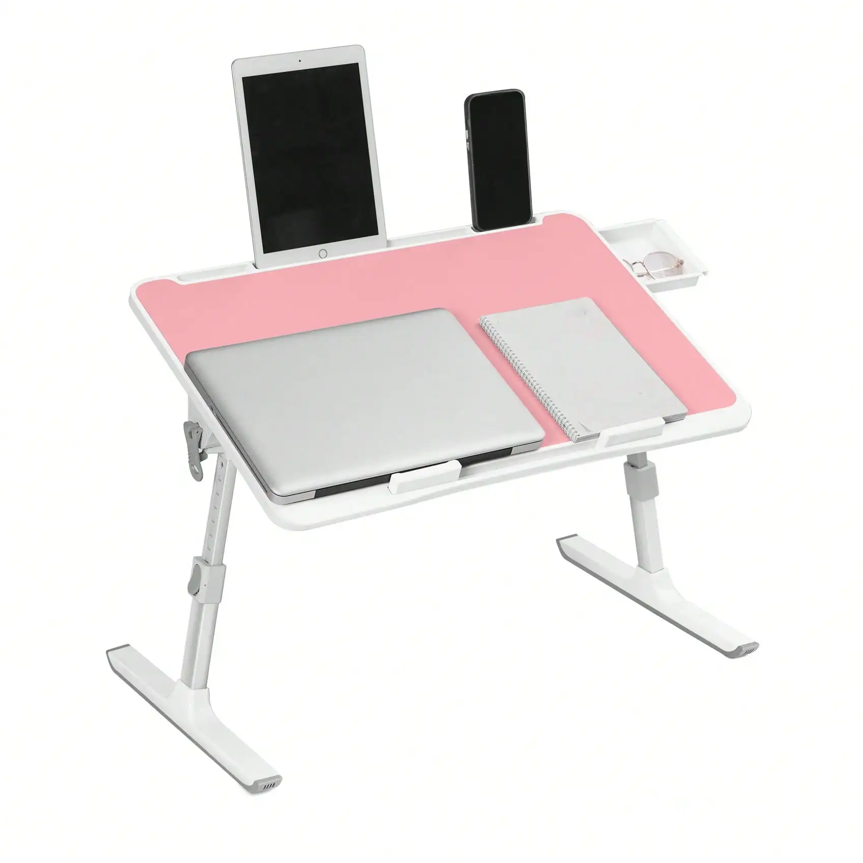 Tisch, klappbarer Schreibtisch, 60*40cm großer Tisch für das Bett, Mehrzweck-Premium-Lapdesk, höhen- und winkelverstellbar, mit Schublade
