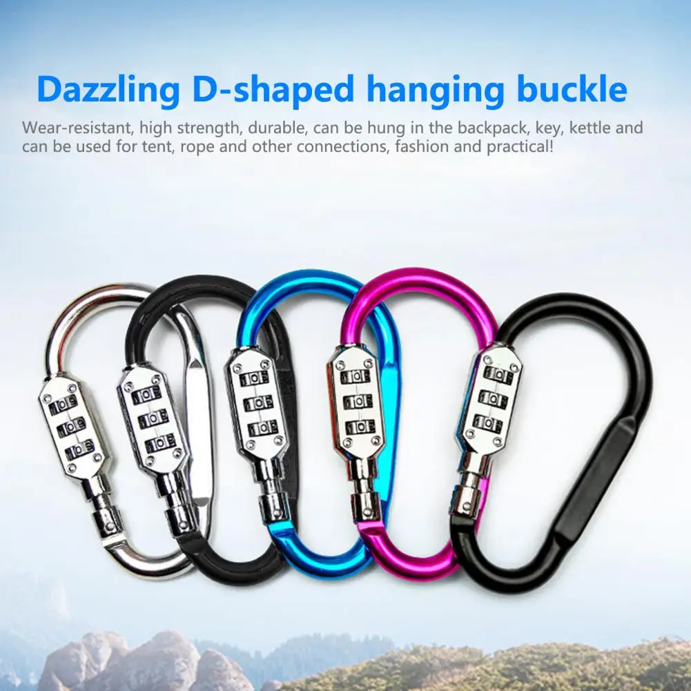 Carabiner Combination Lock  Convenient Hiking Bag Luggage Security Carabiner Lock  High Strength Helmet Lock