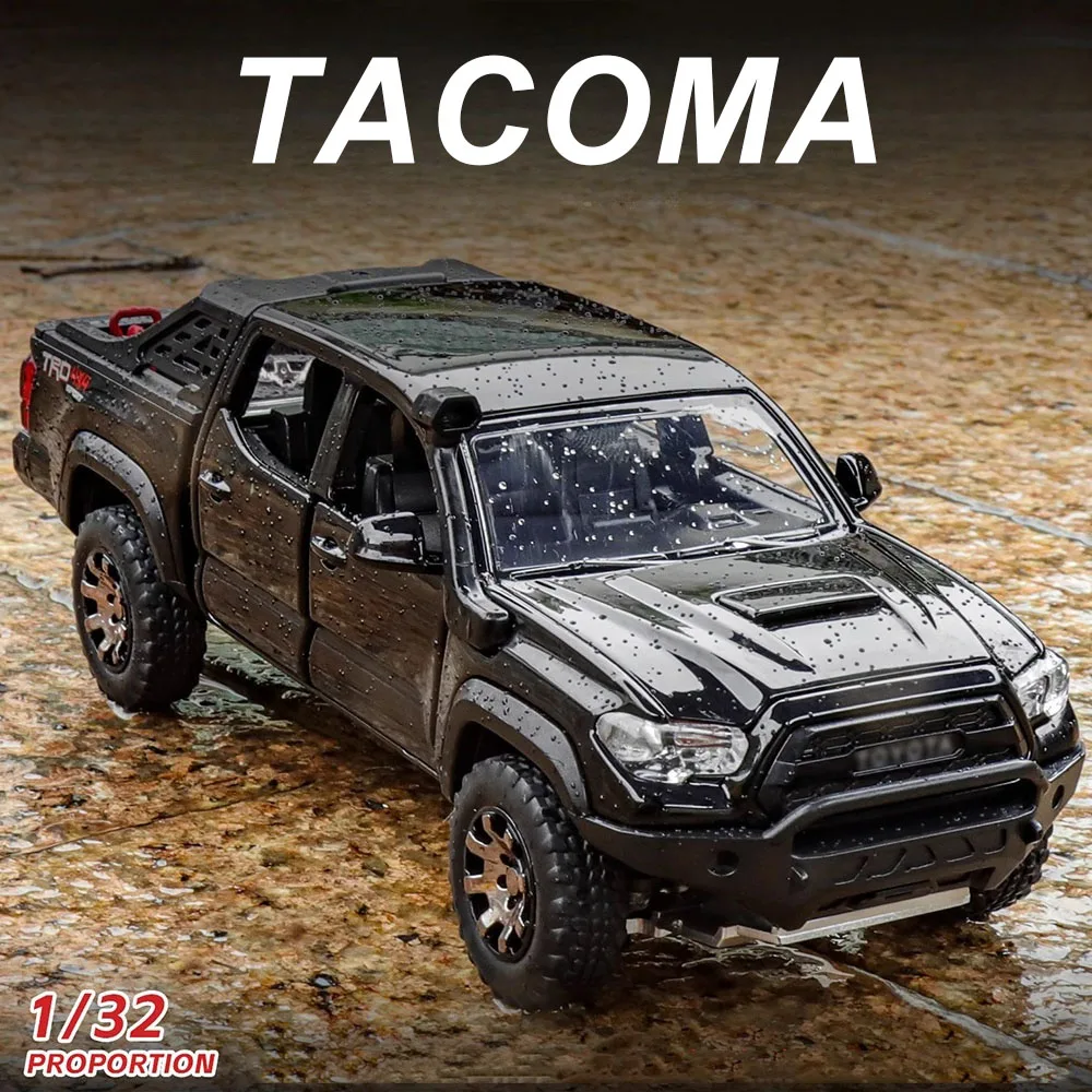 

1:32 масштаб Tacoma Mammoth, модели из сплава, литые под давлением автомобили, игрушки, двери, открытый звук, свет, откат, миниатюрные весы для детей, подарки