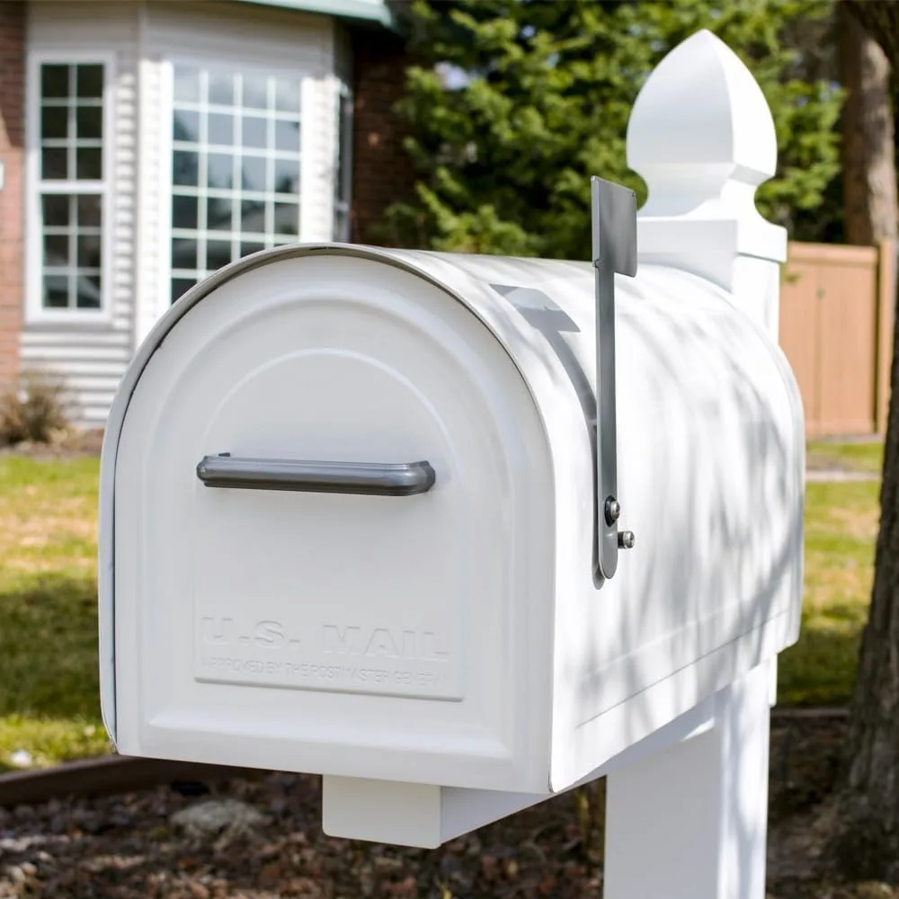 Mailboxes Reliant Galvanized Steel, Locking, Post Mount Mailbox, Compatibility Code C, MB981WAM, White, Large Capacity