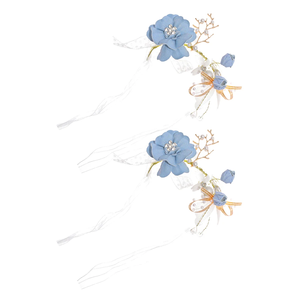 

2Pcs Wrist Flower Accessories Bride Hand Corsage Decor Elegant Wedding Prom Women Bracelets Simulation Flowers
