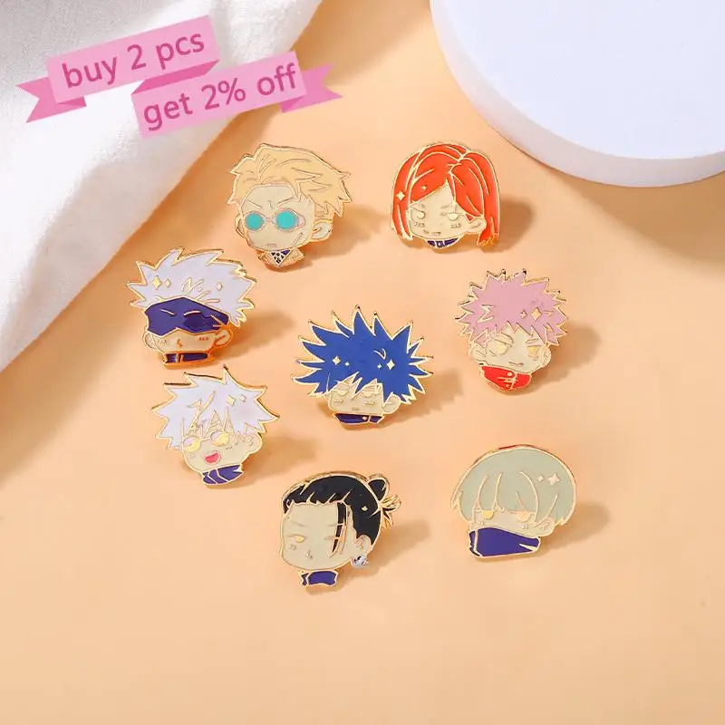 Jujutsu Kaisen Chibi Enamel Pins Gojo Satoru Itadori Yuji Custom Brooches Lapel Badges Cartoon Funny Jewelry Gift for Friends