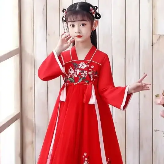 

Ancient Kids Traditional Dresses Chinese Outfit Girls Costume Folk Dance Performance Hanfu Dress for Children Princess Dress