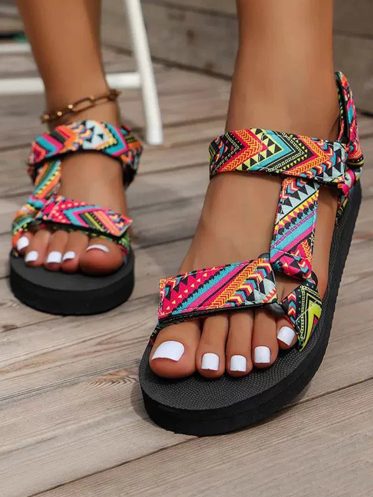 Summer Flat Women's Shoes Hemp Rope Set Foot Beach Sandals Outdoor All-match Casual Slippers Large Size Women Sandals