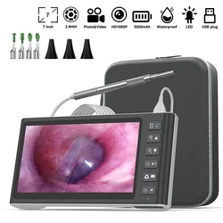 7 Inch IPS Screen Otoscope Camera HD1080P 3.9mm USB Ear Inspection Endoscope Waterproof Ear Cleaner Ear Spoon with Tool Case