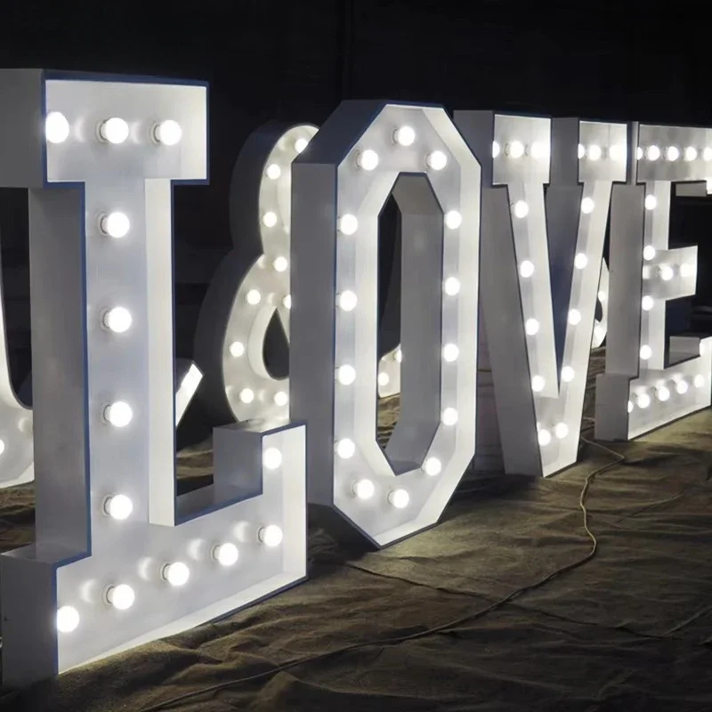 High quality LED front lit large bulb letter signs marquee numbers wedding decoration light up letters