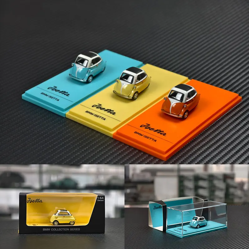 1:64, fábrica original de carrito de huevos Isetta, modelo de juguete coleccionable de coche de simulación en miniatura fundido a presión de aleación, artículo decorativo coleccionable.