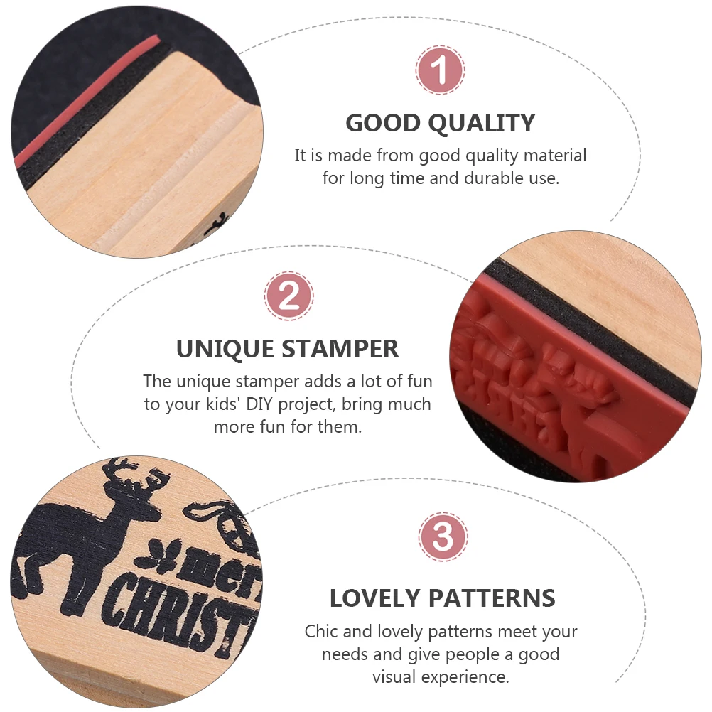 

2 Pcs Christmas Deer Seal Gifts Pattern Stampers Merry DIY Elk Cartoon Wood Wooden Child