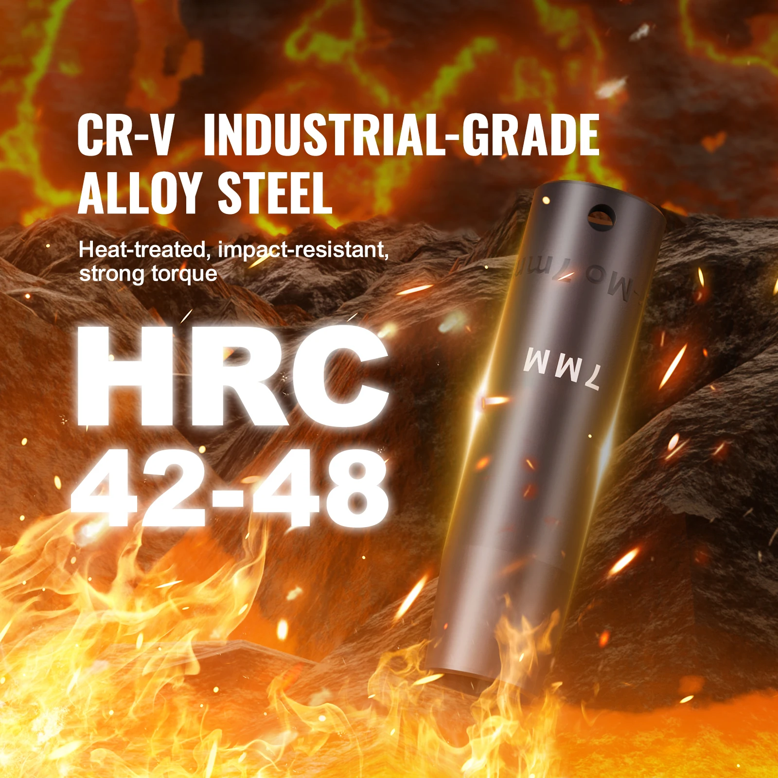 ドライブインパクトソケットセット、65ピースソケットセットSAEメトリック10-24mm、自動車修理用6点Cr-V合金鋼、頑丈な構造