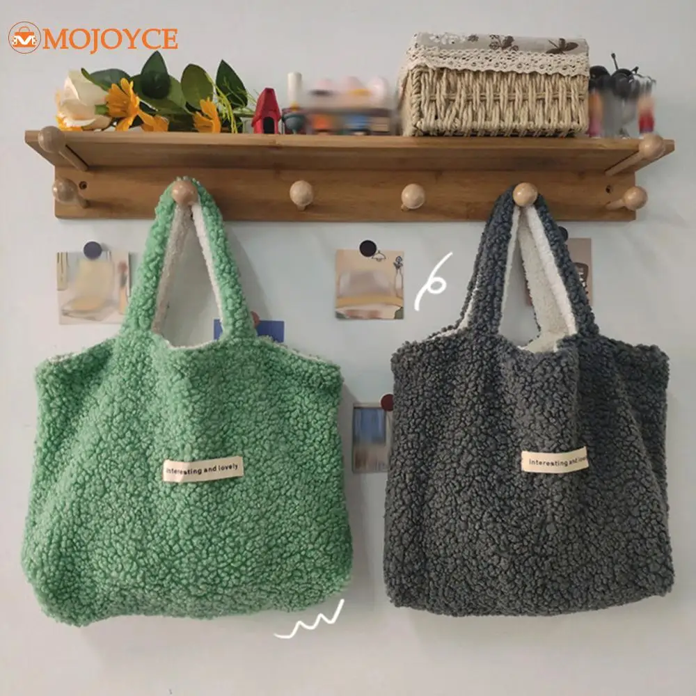 Double Sided Lamb Wool Handbag Autumn/Winter Women\'s Warm Shoulder Bag Ladies Large Capacity Totes Fashion Faux Fur Underarm Bag