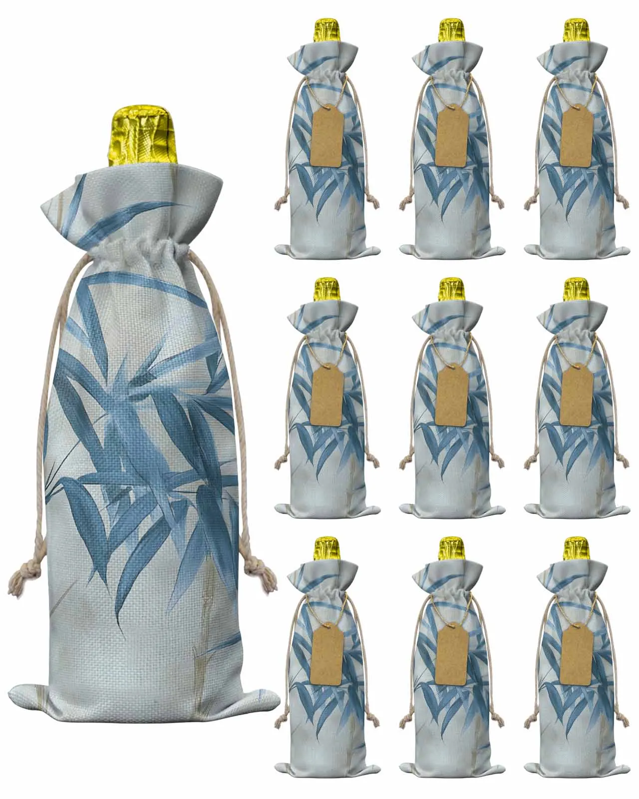 

10pcs Wine Bottle Covers Modernism Plant Leaf Wine Holder Carrier Packaging Bag Wedding Party Decor Gift