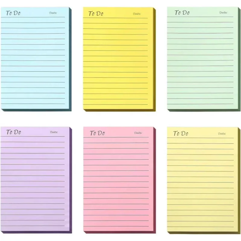 6pcs Morandi Color Notepad Schedule To Do List Sticky Notes Office Stickers Student Self-Adhesive Stickers Small Notebooks