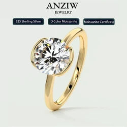 18k Gold Plated Wedding Ring 1.0CT D Color Moissanite Solitaire Ring Promise Bands for Women 925 Sterling Silver Certificate
