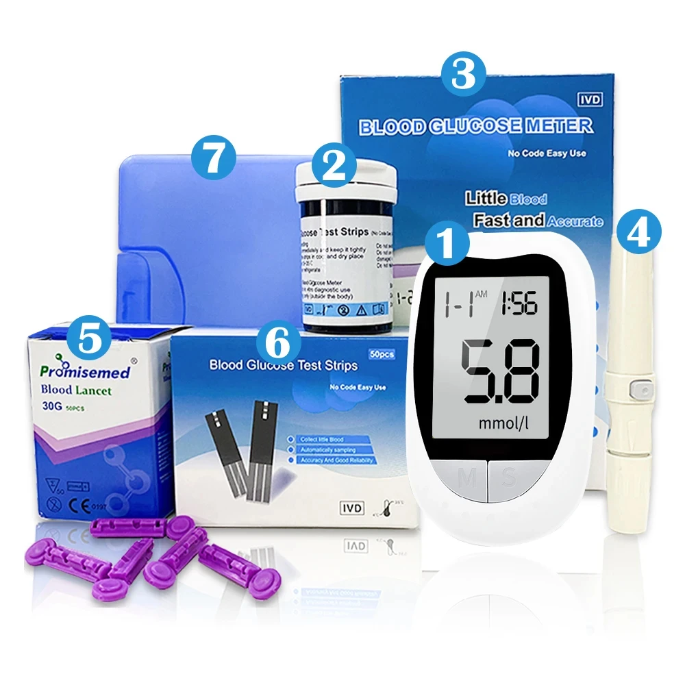 Blood Glucose Meter Medical 50 Glucometer Mmol/L Mg/Dl Glucometro Glycosimeter for Diabetes Sugar Test Strips Lancets