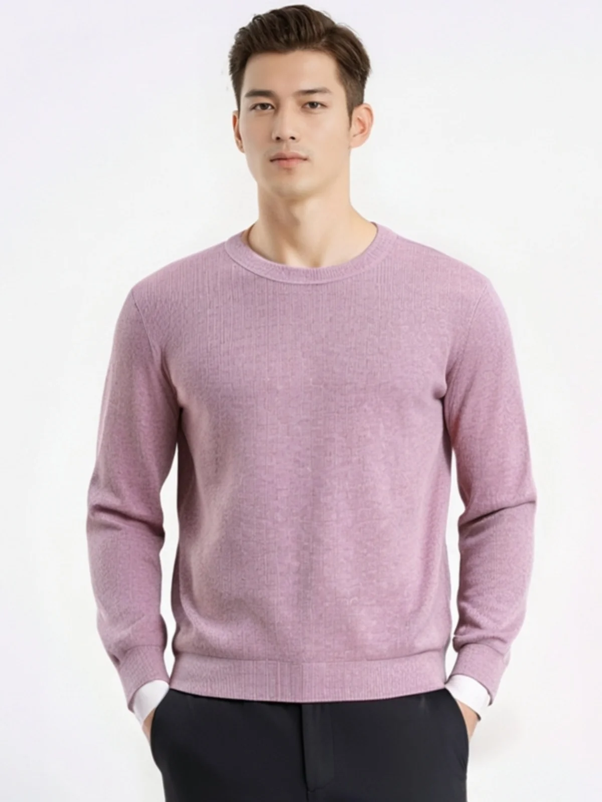 

Мужской однотонный свитер Fce на подкладке Thiened Easy Care Long Sve round Ne Faion Urban Sle Весна Осень Молодежный трикотаж...