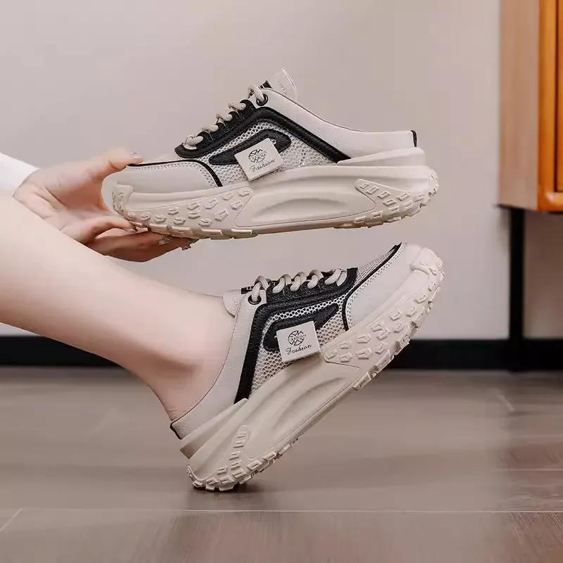 Platform Women's Slippers and Ladies Sandals Breathable Mesh Hollow Sports Shoes Summer Footwear Wholesale Slip-resistant Slides