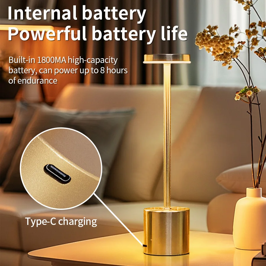 الكلاسيكية الجدول مصباح USB قابلة للشحن ضوء الليل ستبليس يعتم اللمس لمبة مكتب 3 ألوان أباجورة بار فندق الديكور