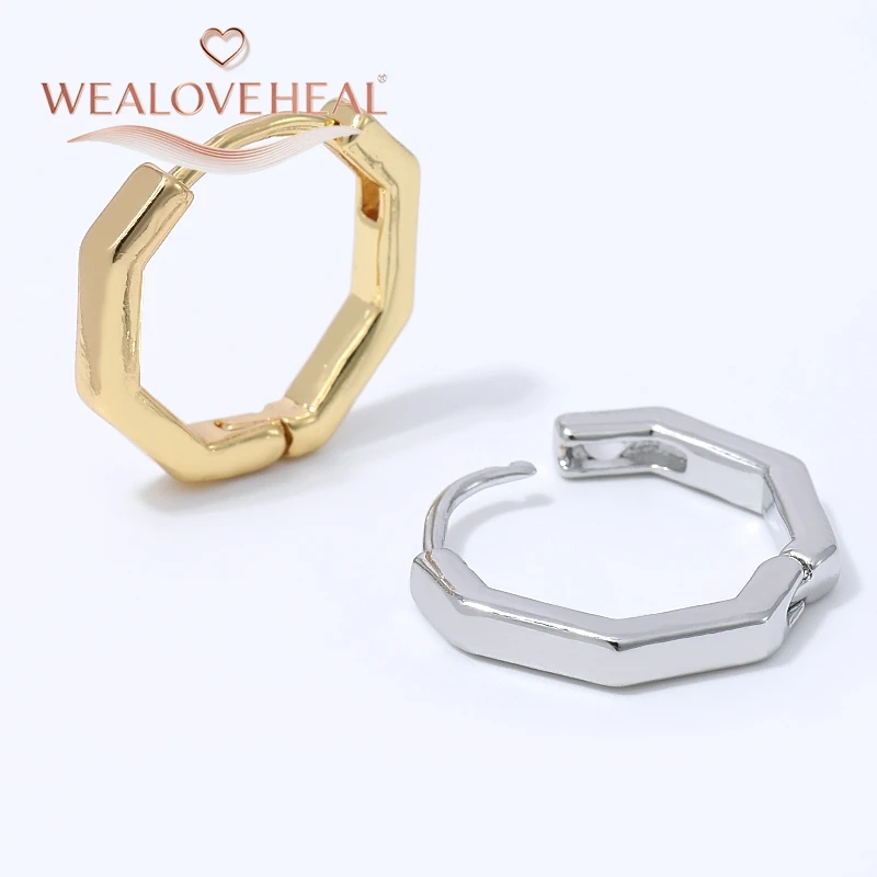 18K vergoldete Messing-Ohrringe mit geometrischem Sechseck-Design für Damen – Minimalistische 14,5mm Ohrringe, modisches Geschenk-Schmuckstück – Detail 19