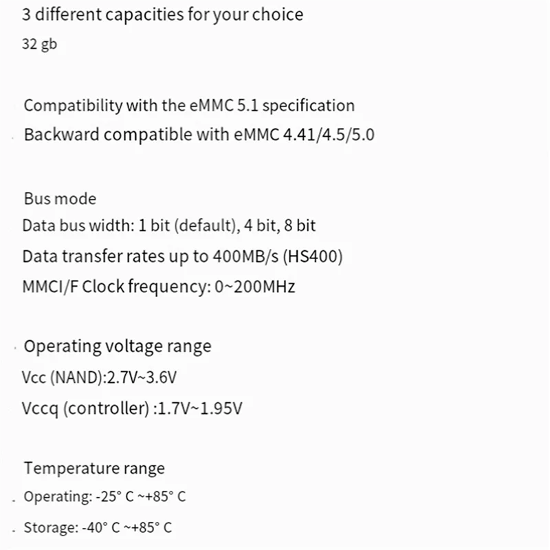 Modulo EMMC Ingenious-2X per scheda ad alte prestazioni Orange PI 5 da 32 GB con sviluppo rapido delle velocità di lettura e scrittura