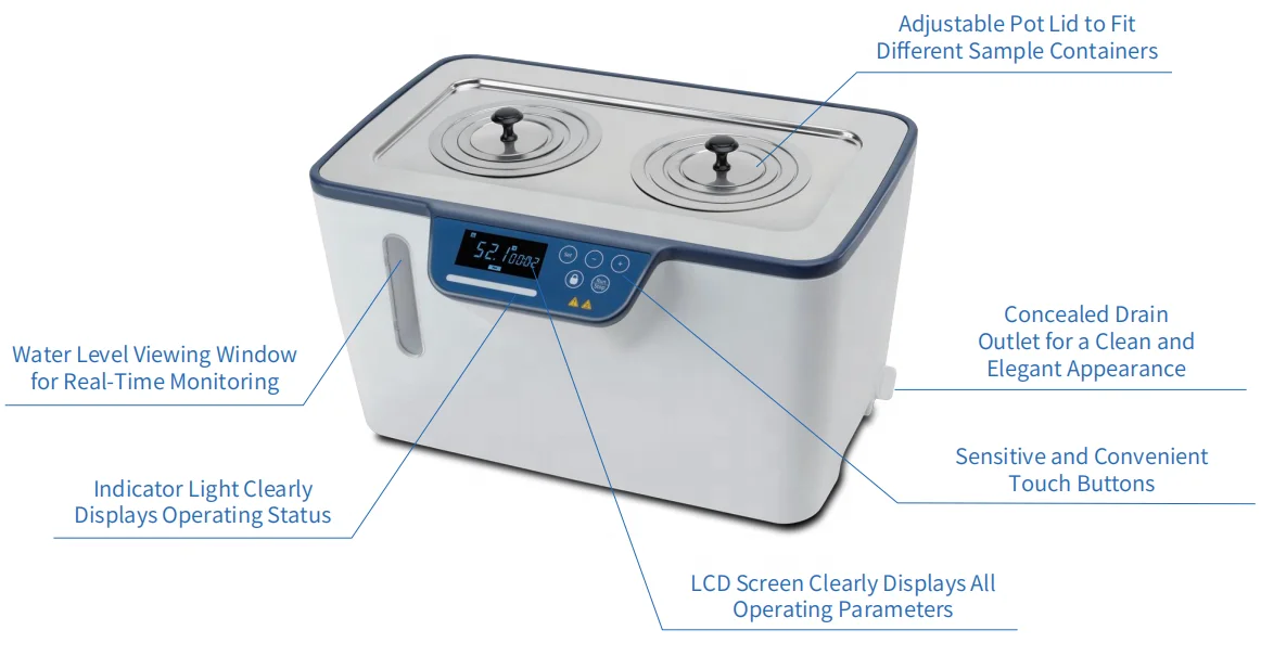 Picture 3: WB5-E LCD Display Water Bath 5L 2holes Laboratory Digital Thermostatic Water Bath RT+5~100C Water Bath