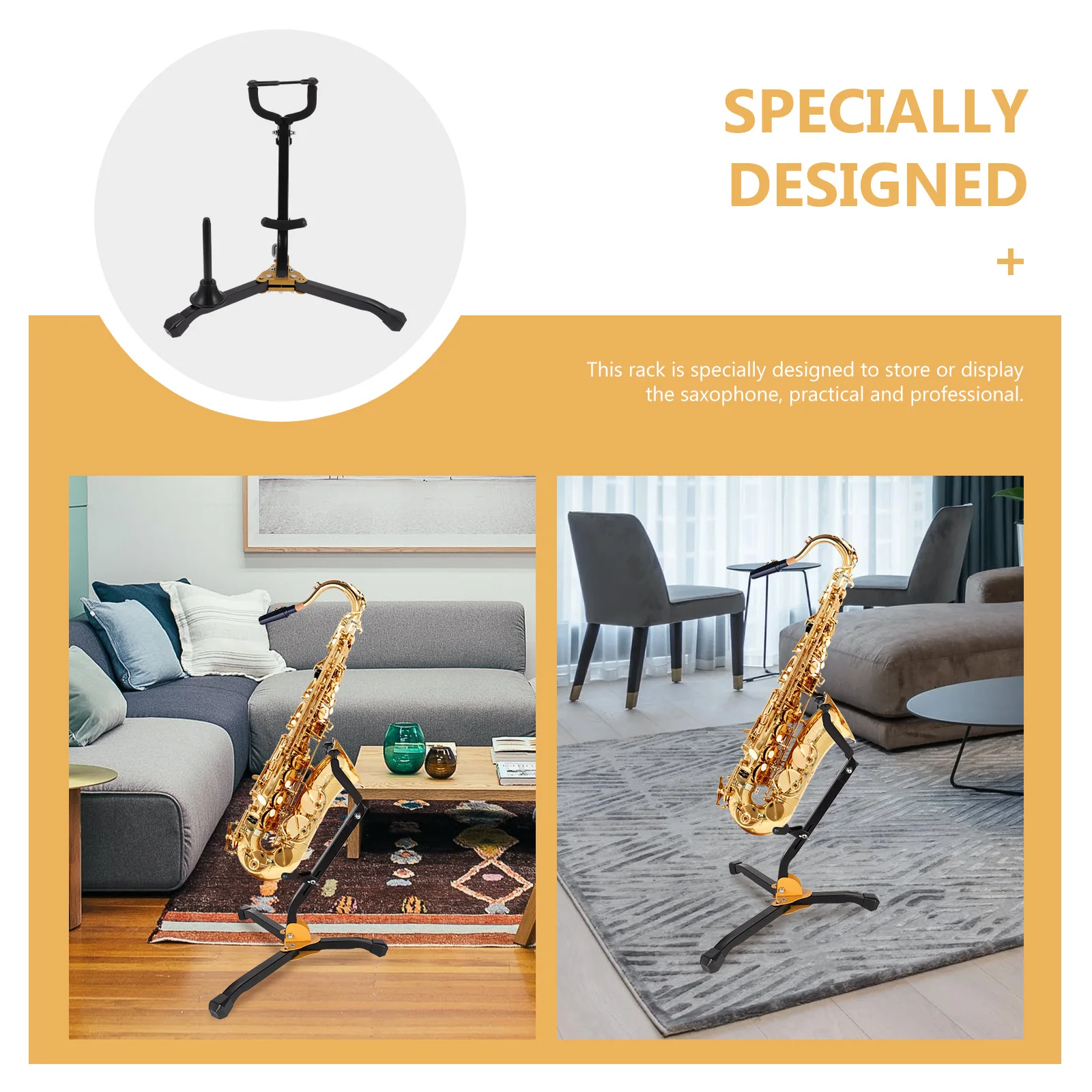 

Saxophone Stand Practical Alto Tenor Holder Foldable Instrument Rack Sturdy Iron Structure Sponge Cushion Music Home Storage