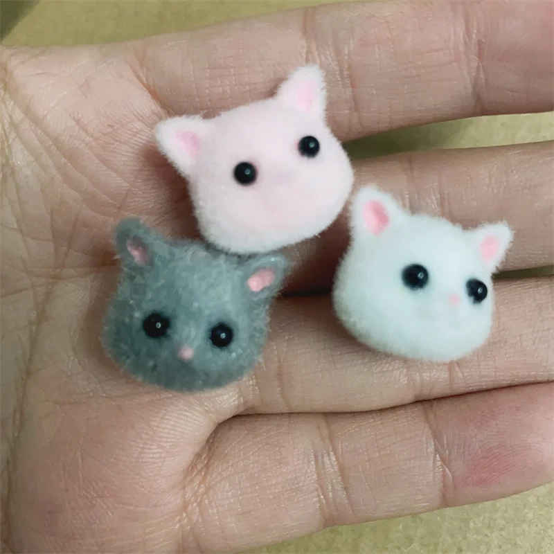 Wholesale 30pcs/lot color cartoon animals cats heads shape resin beads diy jewelry garment/keychain accessory