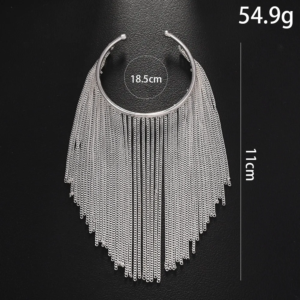 Gold Silber Farbe Offene Quaste Armband Für Frauen Neue Mode Rechteck Stick Charme Quaste Arm Armreif Partei Schmuck – Detail 2