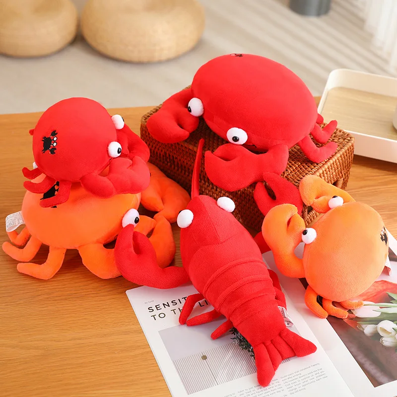 Cartoon Crab Lobster Sea Creature Plush Doll Pillow Hat Creative Red Orange Super Soft Animal Plush Hat Gift For Boys And Girls