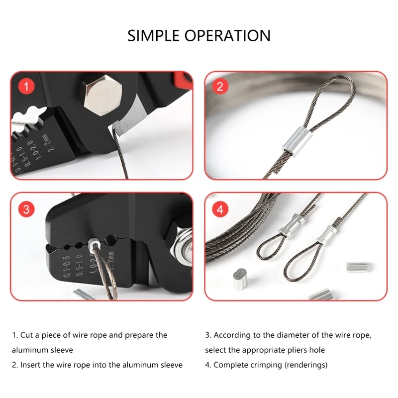 Wire Rope Crimping Tool Fishing Crimping Tool Stainless Steel Wire Rope Crimper Multifunctional Cutter Scissors Tool