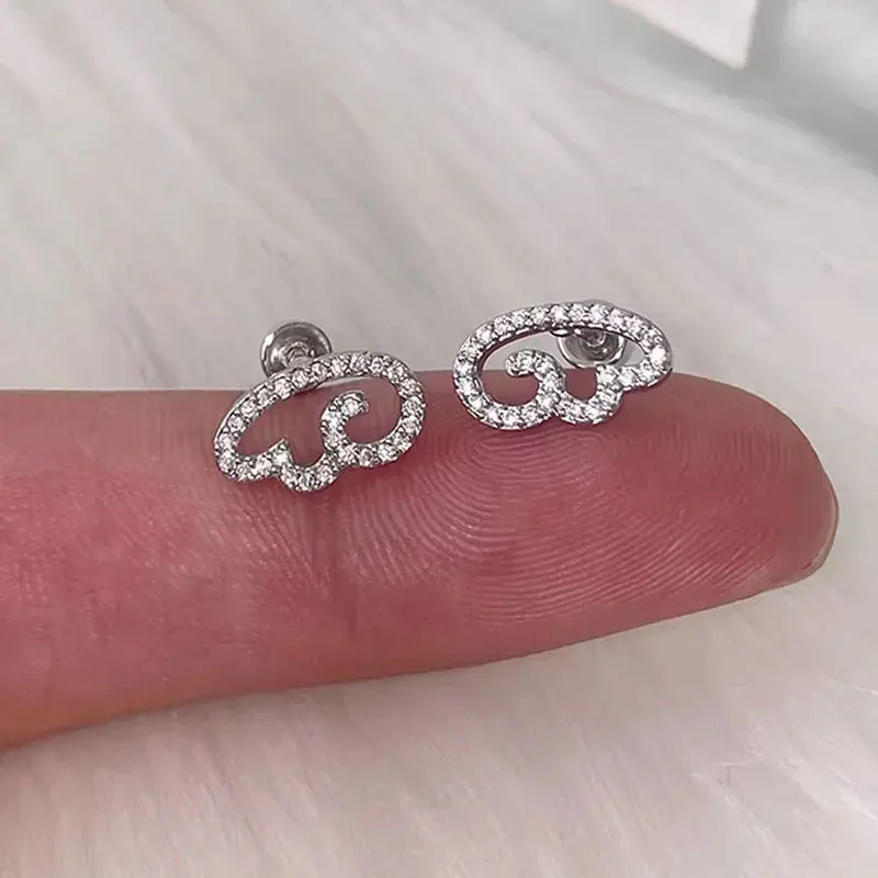 Super Beautiful! Full Zirconium Wings Ear Cartilage Piercing Stainless Steel Sliver Wings Ear Studs Stacked Earrings